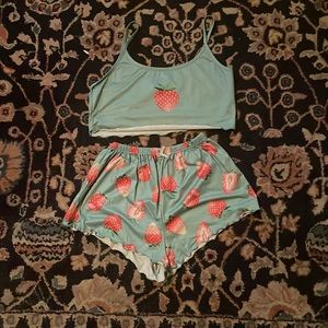 strawberry sleepwear set; size small